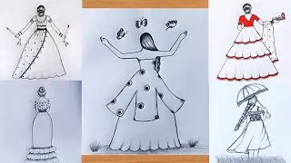 5 Easy girl drawing ideas for beginners 🌹// Drawing tutorial // Girl drawing step by step