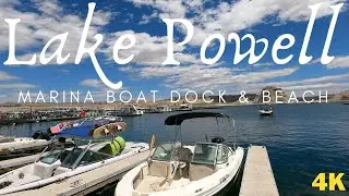 4K Walking - Lake Powell Wahweap Stateline Marina Boat Docks and Beach