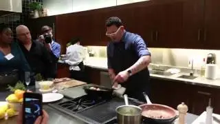 Chef Graham Elliot cooking at the #BecelBlendBar