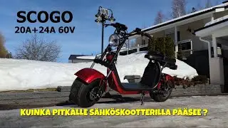 Kuinka pitk&auml;lle s&auml;hk&ouml;skootterilla oikeasti p&auml;&auml;see - Scogo 60V 44Ah