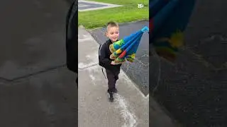 Gearing Up for Rain! 🌧️ Kids' Umbrella Play (Bus Stop Edition!) #shorts #Childhood #Ottawa