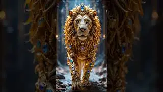 Lions adorned with gold, diamonds and gems #lion #livewallpaper #ai #gold #diamond #jewelry #fantasy