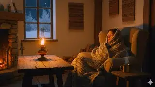 Snow falling outside the village house|A slow day of warm bread and waiting|Ghibli style coze winter