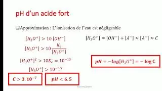 Calculer le pH d'un acide fort & d'une base forte avec les approximations - E-Learning Chimie