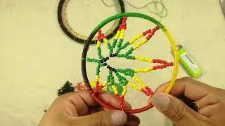 🚥Hoja🍁en ATRAPASUEÑOS🕸️✔️ color RASTA  ( dream catchers )