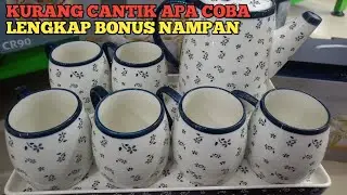 TEA SET TERBARU FORMIA BONUS TRAY MOTIF DAFODIL BLUE