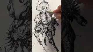 Relax fun draw 2B in perspective #sketchbookart #shorts