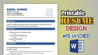 Professional Resume Design in MS Word | Simple & Printable CV Format | Easy Resume Tutorial 2025