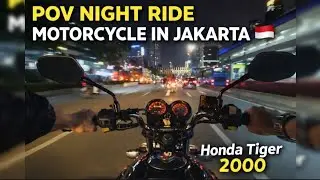 POV Night Ride in Heavy Jakarta Traffic 🇮🇩 | Honda Tiger 2000 🏍️