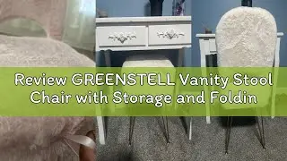 Review GREENSTELL Vanity Stool Chair with Storage and Folding Back, 13.4