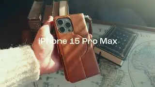 iPhone 15 Pro Max - Genuine Leather Folio Wallet Case