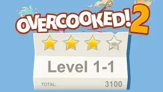 Overcooked 2. Level 1-1. 4 stars. 2 player Co-op