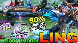 SAVAGE! Ling 90% Current Win Rate - Top 1 Global Ling by AMYY - Mobile Legends
