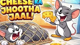 Cheese Ka Jhootha Jaal 😹🧀 | Funny Cat vs Mouse Cartoon