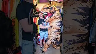 I Wore An INFLATEABLE T-REX SUIT To The THEATER!!! #summeronshorts #shorts 🍿🦖