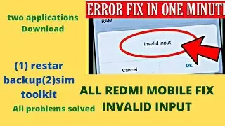Invalid input problem in mobile||invalid input error in redmi mobile|2022