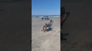 Riding on a chair on a Onewheel on the beach 🌞