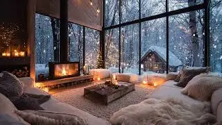 🎹 Serene Winter Lounge | Snowy Window & Gentle Piano Music (3 Hours) | Deep Sleep, Stress Relief