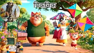 Cat family पिकनिक मनाने गई पार्क और मच्छी पकड़ा / #catfamily #catpicnic #cartoonforkids #catparkour 