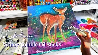 Painting With PHOENIX Water - Soluble Oil Sticks on 100% Cotton Stretched Canvas | Collab