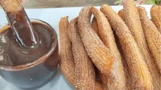 How to make PERFECT CHURROS with Hot Chocolate | Turkish Crispy and Sweet Tulumba