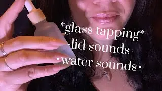 ASMR Frosted Glass Bottle Tapping & Scratching &bull; Lid Sounds &bull; Water Sounds 😴