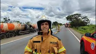 Motorista cochila ao volante e caminh&atilde;o-tanque transportando diesel S10 tem princ&iacute;pio de inc&ecirc;ndio