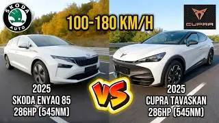 Same Power, Different Result? 2025 Skoda Enyaq 85 vs 2025 Cupra Tavascan 286hp | 100&ndash;180 km/h Test