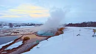 🇮🇸  Iceland Walk | Steaming Pools and Frozen Waterfalls | Golden Circle Magic ❄️ ❅