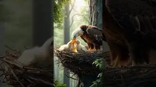 Heartwarming Eagle Family Feeding Scene 🦅❤️ #WildWings #EagleLove #NatureLife
