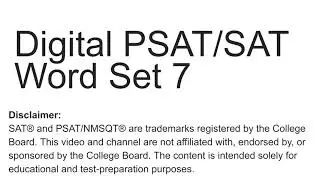 Digital PSAT SAT Word Set 7