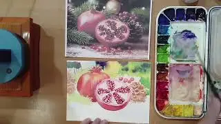 “Ruby Winter: The Pomegranate”《紅寶石的冬日一一石榴》「冬のルビー ―― 石榴（ざくろ）」2025/12/17/Awin's Art /胡志強樂齡創藝課（不歸樂齡創藝課）