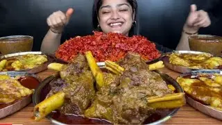 Spicy mutton fat curry with spicy mutton Nalli curry and spicy chicken chopper rice ASMR mukbang 