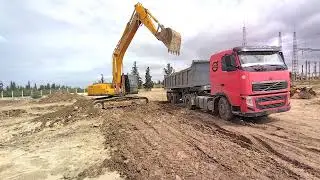 excavator vs truck, Jcb digging soil and loading Volvo truck || Construction Machine ||volvo Truck