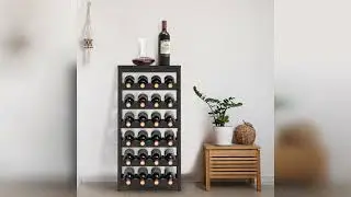 Review: 24-Bottle Wine Rack Freestanding Floor, 6-Tier Bamboo Wine Display Rack Storage Shelf ...