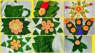 Beautiful leaf craft 🌿🌺#yt#viral#leafcraft#rangoli#@thecreativezone-06 