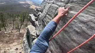 Rock Climbing - Pilot Mountain - Hot Yoga (5.10a/b 6a) on lead
