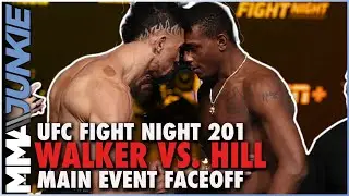 Johnny Walker, Jamahal Hill press foreheads at UFC Fight Night 201 faceoff