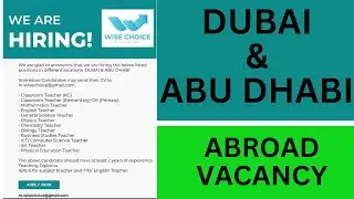 TEACHING VACANCY IN DUBAI & ABU DHABI