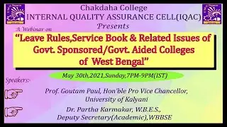 Leave Rules, Service Book and Related Issues of Govt. Sponsored/Govt. Aided Colleges of West Bengal