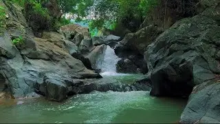 4K-HDR | Calm Waterfall Stream River Sounds for Sleep | Nature Ambience for Peaceful Stress Relief