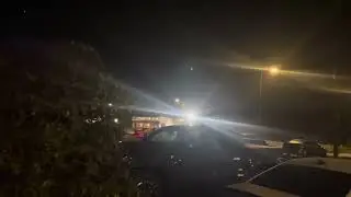 Police trying to put out all bonfires after 9:30pm curfew at Ocean Beach in San Francisco xD