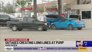 Outages creating long lines at gas pumps