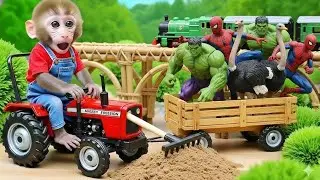 Nana monkey funny video mini tractor driving baby monkey JCB cartoon video mini tata truck Toys 