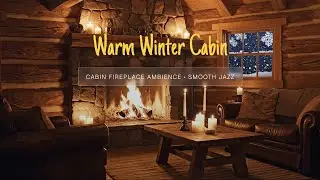 Cozy Winter Cabin 🔥❄️ Fireplace Ambience with Smooth Jazz for Relaxation & Evening Calm