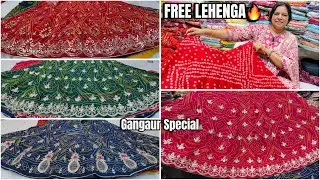 FREE Lehenga for Gangaur! Stunning Bandhej & Handwork Styles with FREE Stitching! 💖 Shop NOW!
