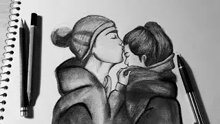 DIBUJANDO UNA PAREJA A LÁPIZ ❤❤ || DIBUJOS DE AMOR 😍