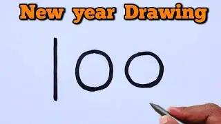 How to Draw Beautiful New Year Art Using Number 100 | New year Drawing
