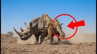 Brave Rhino Fights Deadly Cheetah Attack | Shocking Wildlife Rescue Under Blue Sky