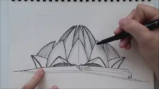 Drawing the 'Lotus Temple' in New Delhi, India #FullDrawing